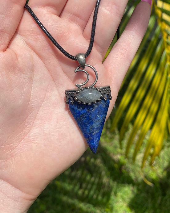 Lapis & Labradorite Moon Necklace - Gifts of Isis