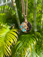 Load image into Gallery viewer, EMF Protecting Turquoise and Shungite Mini Circle Pendant - Gifts of Isis
